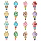 40Pcs 8 Styles Alloy Enamel Pendants, Golden, Lollipop Charm, Mixed Color, 24x12x2mm, Hole: 1.5mm, 5pcs/style