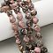 Natural Rhodonite Beads Strands, Faceted, Twist, with Seed Beads, 10x9~10x9~10mm, Hole: 1mm, about 33~34pcs/strand, 15.04''~15.35''(38.2~39cm)