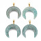 Natural Amazonite Pendants, with Light Gold Plated Brass Findings, Crescent Horn, 36x36x7.5mm, Hole: 3.5x7mm
