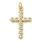 Rack Plating Brass Micro Pave Cubic Zirconia Pendants, Long-Lasting Plated, Lead Free & Cadmium Free, Cross Charms, with Jump Ring, Real 18K Gold Plated, 24.5x15.5x2mm, Hole: 3mm
