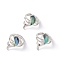 Natural Paua Shell Adjustable Rings, Brass Jewelry for Women, Platinum, Cadmium Free & Lead Free, Dolphin Pattern, Ring Surface: 26x18mm, US Size 7 3/4(17.9mm)