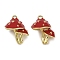 Brass Enamel Pendants, Mushroom Charm, Long-Lasting Plated, Cadmium Free & Lead Free, Rack Plating, Real 18K Gold Plated, Red, 18.5x16x13.5mm, Hole: 1.2mm