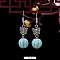 Round Ball Synthetic Turquoise & Alloy Dangle Earrings, Turquoise, 30x17mm