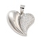 Brass Micro Pave Clear Cubic Zirconia Pendants, Cadmium Free & Lead Free, Heart, Platinum, 22x25x5mm, Hole: 8x4mm