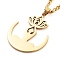 304 Stainless Steel Pendant Necklaces, Curb Chains, Human with Flower, Real 18K Gold Plated, 17.44 inch(44.3cm)