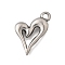304 Stainless Steel Pendants, Heart Charm, Anti-Tarnish, Stainless Steel Color, 21.5x15.5x2.5mm, Hole: 2.5mm