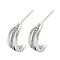 Brass with Clear Cubic Zirconia Stud Earrings, Crescent Moon, Platinum, 18x6mm