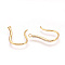 Brass Micro Pave Cubic Zirconia Earring Hooks, with Horizontal Loop, Nickel Free, Real 18K Gold Plated, 17x2x1.5mm, Hole: 1mm, 18 Gauge, Pin: 1mm