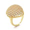 Brass with Cubic Zirconia Open Cuff Rings for Women, Cadmium Free & Nickel Free & Lead Free, Real 18K Gold Plated, 7~30.5mm, Inner Diameter: 22.5mm