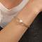 Stainless Steel Micro Pave Clear Cubic Zirconia Link Bracelets, Tennis Bracelets for Women, Sqaure, with Imitation Pearl, Real 18K Gold Plated