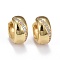 Brass Micro Pave Clear Cubic Zirconia Huggie Hoop Earrings, Long-Lasting Plated, Ring, Real 18K Gold Plated, 12x5.5mm, Pin: 0.9mm