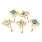 Rack Plating Brass Micro Pave Cubic Zirconia Pendants, with Glass, Long-Lasting Plated, Evil Eye, with Jump Ring, Real 18K Gold Plated, Mixed Color, 41.5x31x6.5mm