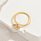 Brass Micro Pave Cubic Zirconia Finger Rings for Women, Evil Eye Dangle Charm Ring, Golden, US Size 8(18.1mm)