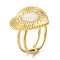 Ion Plating(IP)  304 Stainless Steel Enamel Open Cuff Rings for Women, Heart, Real 18K Gold Plated, Inner Diameter: Adjustable