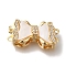 Brass Micro Pave Clear Cubic Zirconia Box Clasps with Acrylic, Cadmium Free & Nickel Free & Lead Free, Bowknot, Real 18K Gold Plated, 22x10.5x7mm, Hole: 1mm