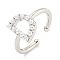 Rack Plating Brass Open Cuff Rings for Women, with ABS Imitation Pearl, Cadmium Free & Lead Free, Long-Lasting Plated, Letter, Letter D, Inner Diameter: 17mm, letter D: 11x8.7mm