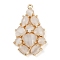 Brass Cat Eye Pendants, Teardrop, Lead Free & Cadmium Free, Long-Lasting Plated, Rack Plating, Real 18K Gold Plated, Faceted, WhiteSmoke, 33x21x6mm, Hole: 1.2mm