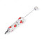 Resin & Polymer Clay Pave Rhinestone Ball-Point Pen, Iron Beadable Pen, for DIY Personalized Pen with Jewelry Beads, Strawberry, 147.5~151x15~20mm