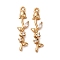 Brass Micro Pave Clear Cubic Zirconia Pendants, Cadmium Free & Nickel Free & Lead Free, Rose, Real 18K Gold Plated, 27x7x3.5mm, Hole: 1.4mm