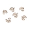 Brass Ice Pick Pinch Bails, Leaf, Platinum, 9x7x4.5mm, Inner: 4x5mm, Hole: 1mm, pin: 0.9mm.