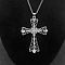 Alloy Crystal Rhinestone Cross Pendant Necklaces, Platinum