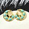 Flat Round Brass Stud Earrings, with Natural Howlite Beads, Cadmium Free & Lead Free, Long-Lasting Plated, Rack Plating, Real 18K Gold Plated, 25x24mm