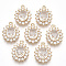 Transparent Faceted Glass Pendants, with Clear Rhinestone and Golden Tone Brass Open Back Settings, Oval, Clear, 20x15x6mm, Hole: 1.4mm