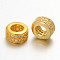 Brass Micro Pave Cubic Zirconia Beads, Large Hole Rondelle Beads, Lead Free & Nickel Free, Clear, Golden, 8.5x4mm, Hole: 4.5mm