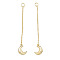 Brass Beads, with Chain, Nickel Free, Moon, Real 14K Gold Plated, 70mm