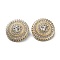 1-Hole Alloy Button, with Rhinestone, Flat Round, Light Gold, 20x10.5mm, Hole: 2mm