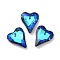 Electroplated Glass Pendants, Back Plated, Faceted, Heart Charms, Dark Blue, 17.5x14x5mm, Hole: 1.2mm