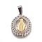 PVD Vacuum Plating Religion Theme 304 Stainless Steel Pendants, with Crystal Rhinestone, Oval with Virgin Mary, Golden & Stainless Steel Color, 25x17x2mm, Hole: 7x4mm