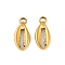 Ion Plating(IP) 304 Stainless Steel Pendants, Shell Charm, Real 18K Gold Plated, 17x8x2.6mm, Hole: 2.1mm