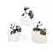 Natural Quartz Crystal Cluster Base Sculpture, with Antique Silver Alloy Miner, for Home Office Desktop Decorations, 35~60x35~60x38~60mm