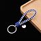 PU Leather Knitting Keychains, Wristlet Keychains, with Platinum Tone Plated Alloy Key Rings, Royal Blue, 12.5x3.2cm