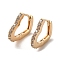 Brass Micro Pave Cubic Zirconia Hoop Earrings, Heart, Light Gold, 13.5x2mm