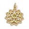 Brass Micro Pave Cubic Zirconia Pendants, Cadmium Free & Nickel Free & Lead Free, Flower Charms, Clear & Light Yellow, Real 18K Gold Plated, 32x29x4mm, Hole: 4x2mm