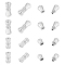 12Pcs 2 Styles 304 Stainless Steel Screw Clasps, Column, Stainless Steel Color, 11~15x5~6.5mm, Hole: 0.8~0.9mm, 6pcs/style