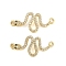 Brass Micro Pave Cubic Zirconia Pendants, Snake Charms, Cadmium Free & Lead Free, Rack Plating, Long-Lasting Plated, Real 18K Gold Plated, 11.5x24x4.5mm, Hole: 1.4mm and 1.2mm