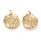 Brass Micro Pave Clear Cubic Zirconia Pendants, Long-Lasting Plated, Flat Round with 4 Leaf Clover, Golden, 21.5x19x1.9mm, Jump Ring: 4.5x0.8mm, 2.8mm Inner Diameter