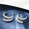 Twist Brass Micro Pave Cubic Zirconia Stud Earrings, Long-Lasting Plated, Cadmium Free & Lead Free, Rack Plating, Platinum, 19.5x10.5mm