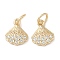 Brass Micro Pave Cubic Zirconia Pendants, Shell Shape Charms, Rack Plating, Long-Lasting Plated, with Jump Ring, Golden, 12x10x2.5mm, Hole: 4.2mm