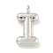 Non-Tarnish 304 Stainless Steel Pendants, Letter Charm, Stainless Steel Color, Letter I, 17x9x3mm, Hole: 2mm