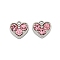 304 Stainless Steel Pendants, with Rhinestone, Heart Charms, Light Rose, 7x8x3mm, Hole: 1mm