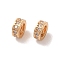 Brass Micro Pave Clear Cubic Zirconia Beads, Nickel Free, Flat Round, Golden, 6mm, Hole: 1mm