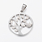 Non-Tarnish 304 Stainless Steel Pendants, Textured, Flat Round with Tree of Life & Bird, Stainless Steel Color, 28x25x1.2mm, Hole: 4x8mm