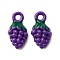 Baking Paint Alloy Pendants, Fruit Charms, Grape, 13x7x5.5mm, Hole: 1.6mm