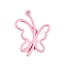 Baking Paint Alloy Pendants, Butterfly, Pink, 26x19x2mm, Hole: 2mm