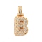Brass Micro Pave Clear Cubic Zirconia Pendants, Cadmium Free & Nickel Free & Lead Free, Real 18K Gold Plated, Letter B, 31x14x5mm, Hole: 3x6mm