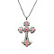 Alloy Pendant Necklaces, Cross fleury, Pale Violet Red, 19.69 inch(50cm)